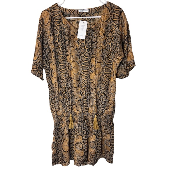 Boho Soul Boutique Snakeskin Gold black dress tunic NWT animal print mob wife - Picture 2 of 5